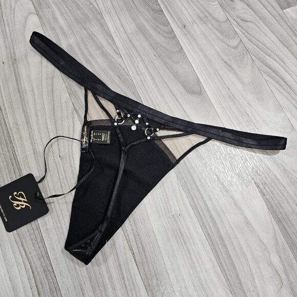 Honey Birdette Skye Black Thong Panty with Crystals Size L - Picture 2 of 6